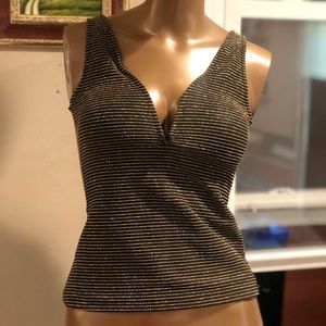 Gold Sleeveless v neck blouse size small